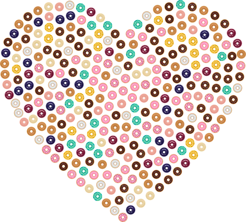 Donuts Heart Food Stickdatei – Essen & Trinken