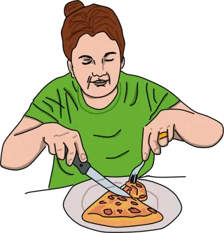 Woman Pizza Cheese Stickdatei