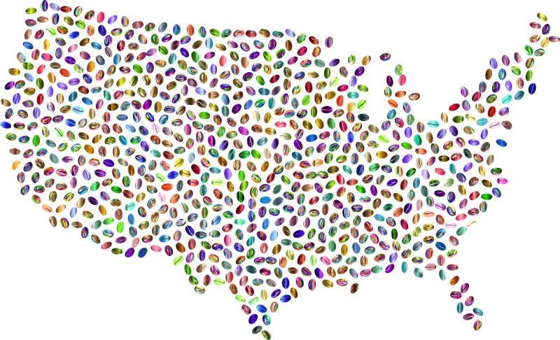 America Coffee Map Stickdatei – Essen & Trinken