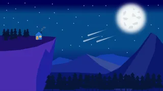 Night Mountain Moon Stickdatei