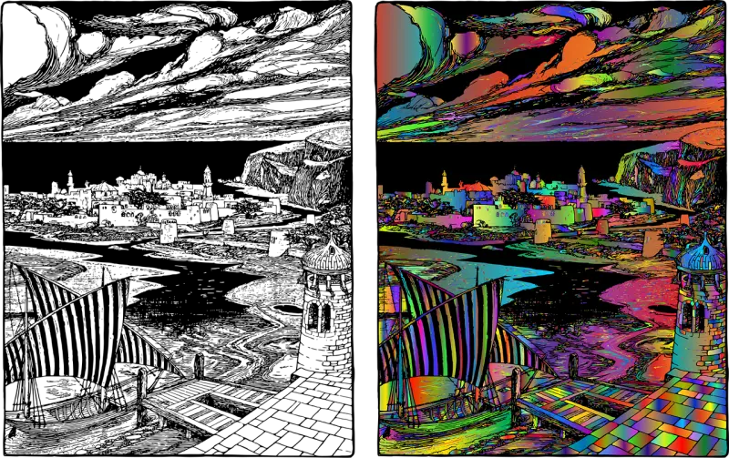 Ancient City Line art Stickdatei – Fahrzeuge