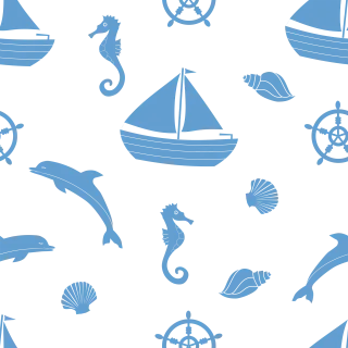 Seamless pattern Ocean Boat Stickdatei