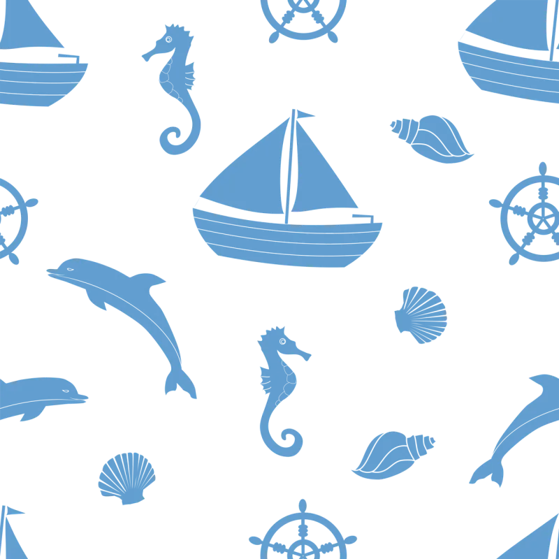 Seamless pattern Ocean Boat Stickdatei – Tiere