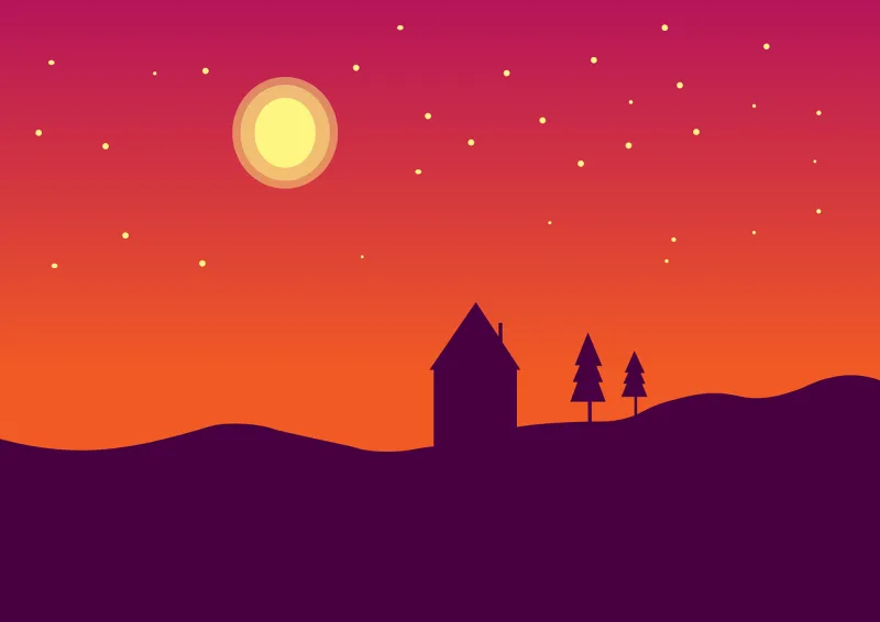 Night Landscape Nature Stickdatei – Weihnachten