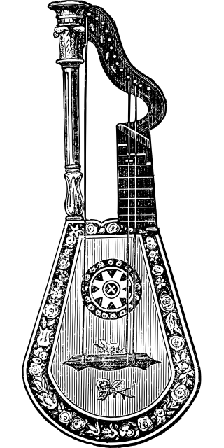 Lute Music Line art Stickdatei