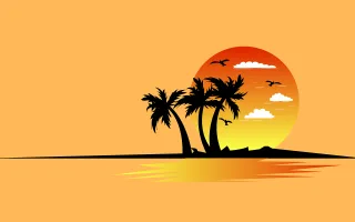 Sunset Afternoon Coconut tree Stickdatei