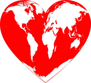 Heart World map Love Stickdatei – Herzen & Liebe