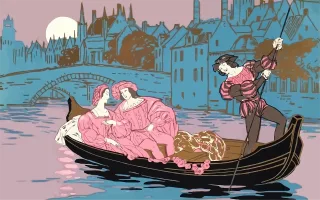 Venice Gondola Painting Stickdatei