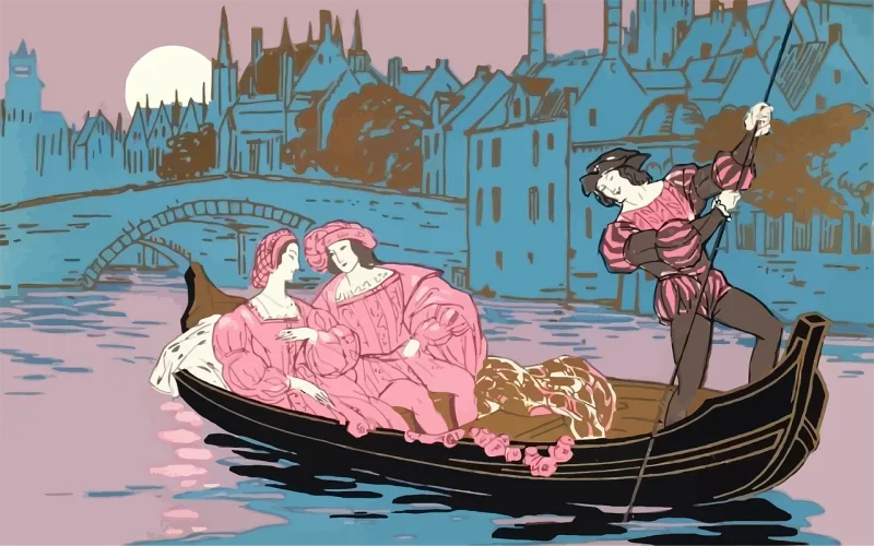 Venice Gondola Painting Stickdatei – Herzen & Liebe