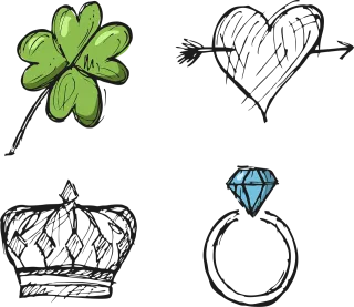 Four leaf clover Heart Ring Stickdatei