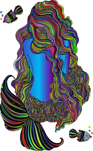 Mermaid Girl Line art Stickdatei