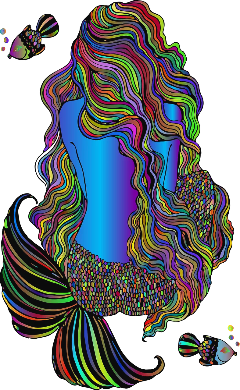 Mermaid Girl Line art Stickdatei – Kinder