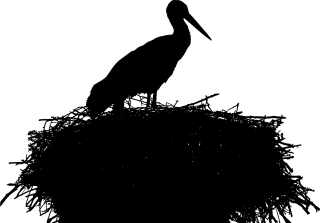 Stork Nest Silhouette Stickdatei
