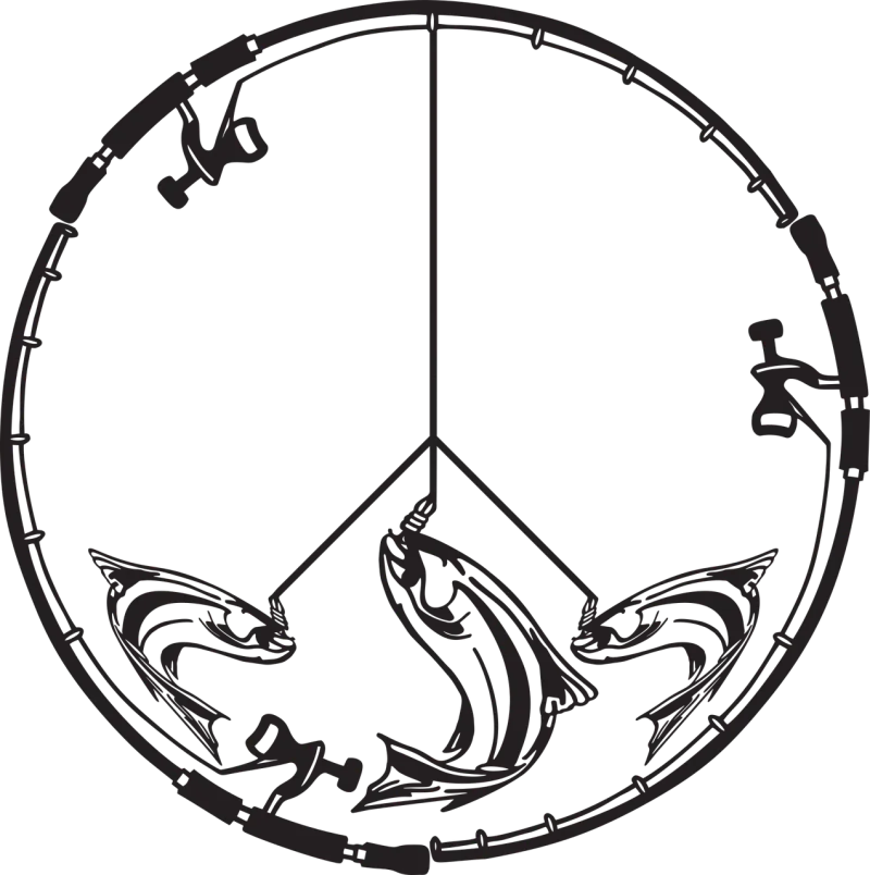 Fishing Peace Sign Stickdatei – Tiere