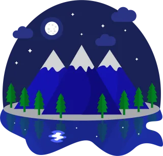 Mountain Moon Snow Stickdatei