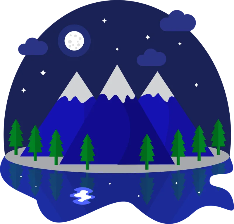 Mountain Moon Snow Stickdatei – Natur