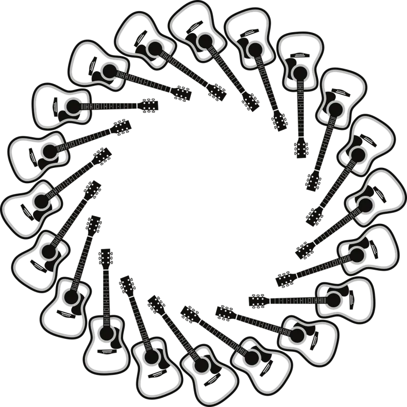 Guitar Frame Border Stickdatei – Musik