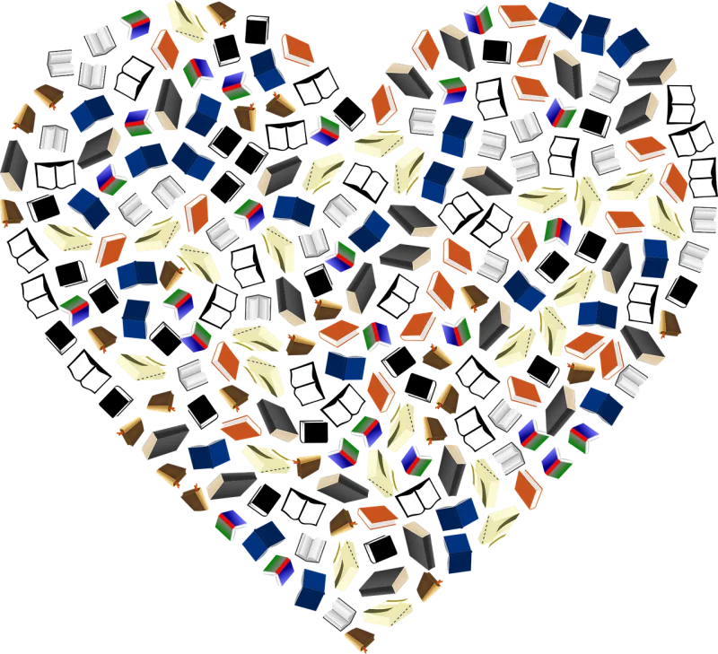 Books Heart Love Stickdatei – Herzen & Liebe