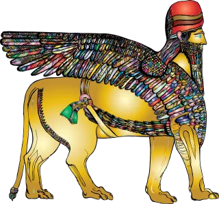 Winged lion Mesopotamia Line art Stickdatei