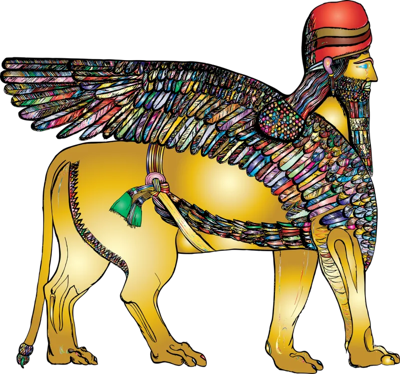 Winged lion Mesopotamia Line art Stickdatei – Tiere