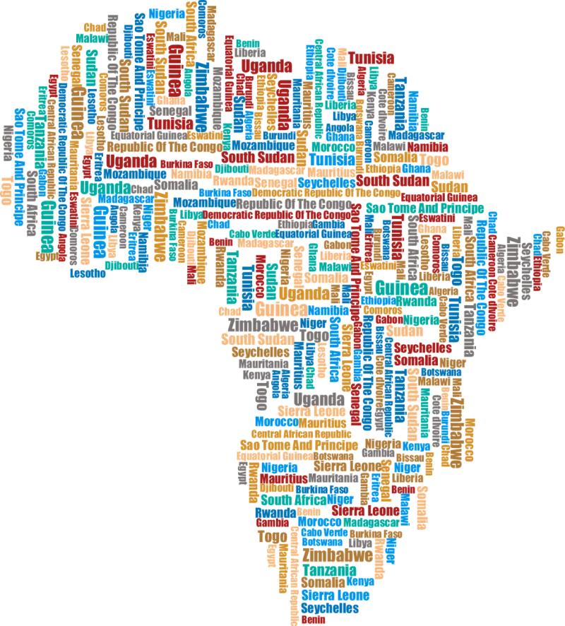 Africa Typography Map Stickdatei – Kinder