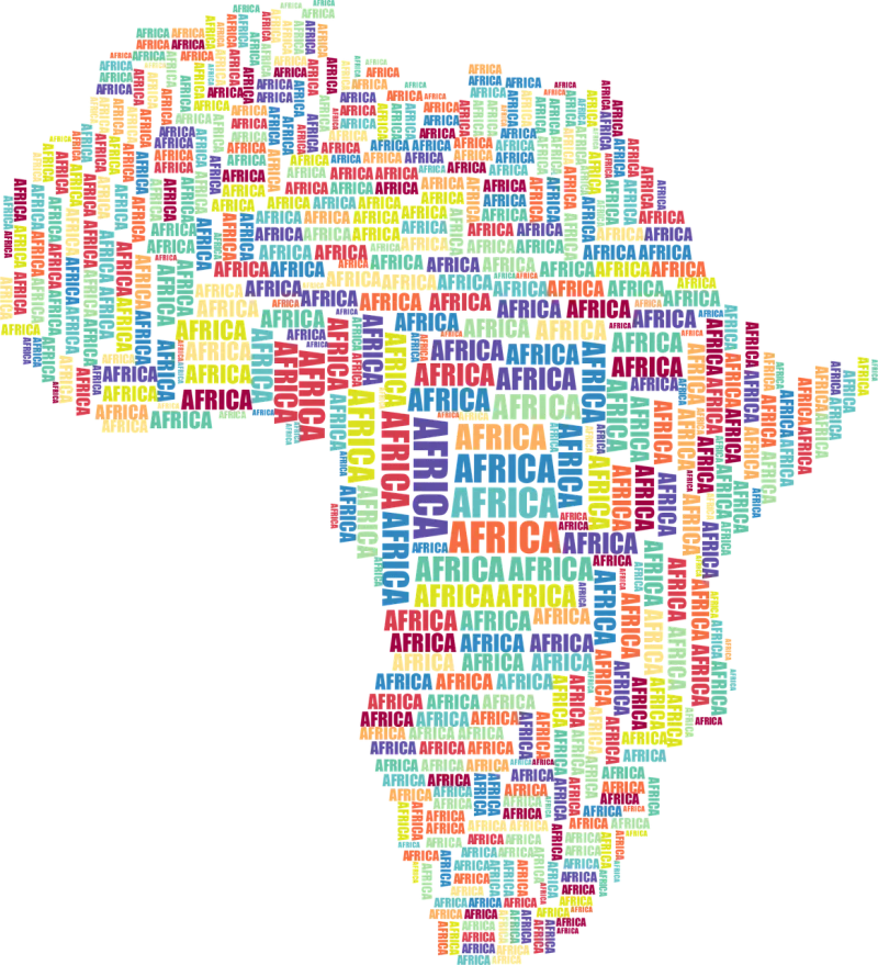 Africa Typography Map Stickdatei – Kinder