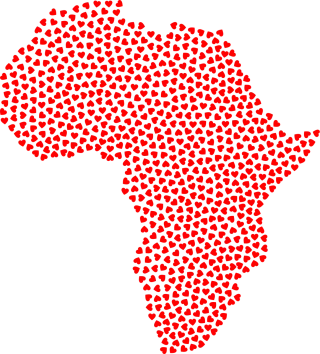 Africa Hearts Map Stickdatei