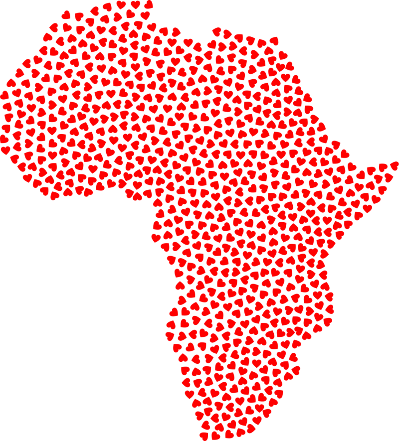 Africa Hearts Map Stickdatei – Herzen & Liebe