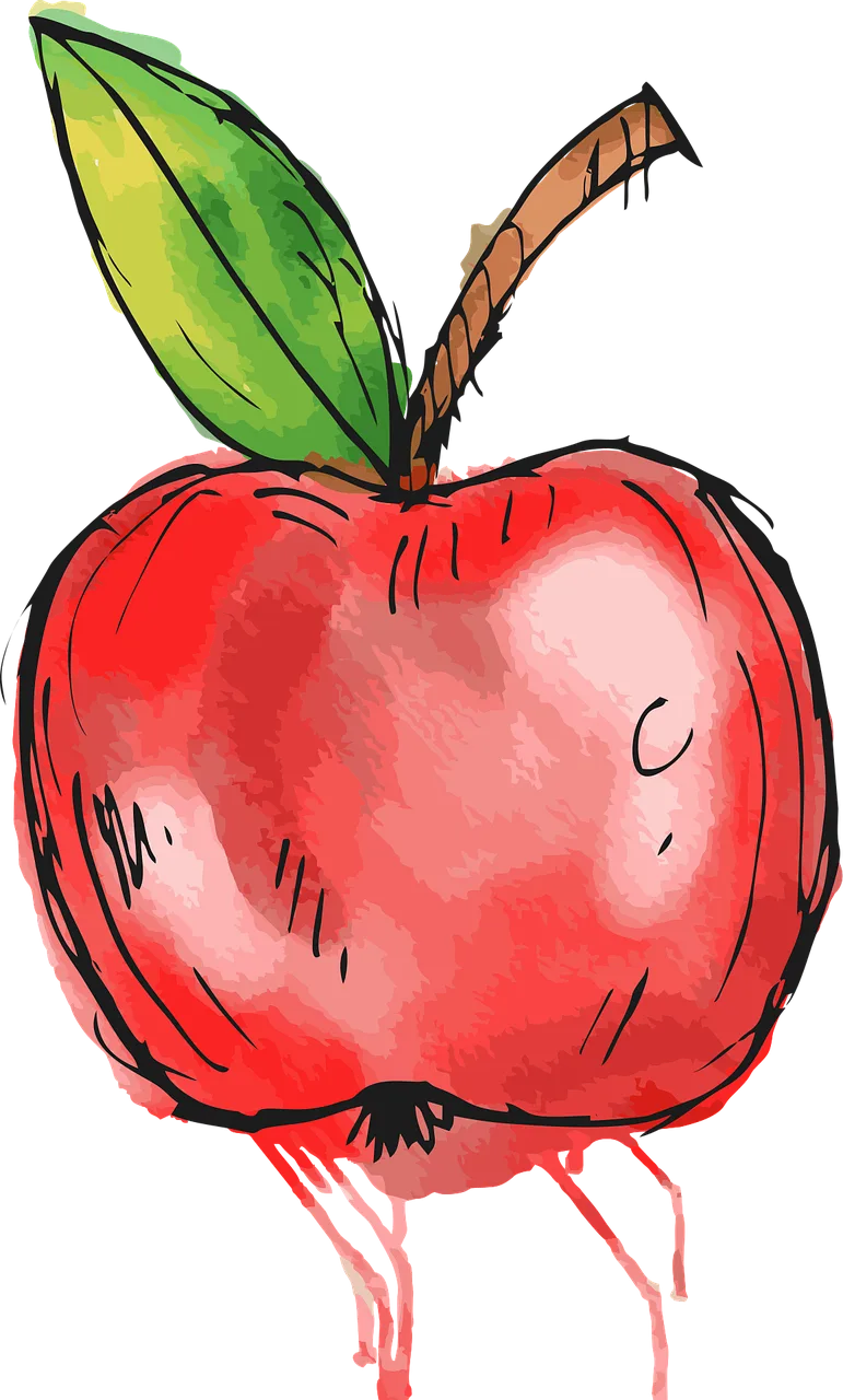 Apple Watercolor Fruit Stickdatei – Essen & Trinken