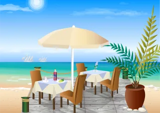 Restaurant Beach restaurant Beach bar Stickdatei – Natur