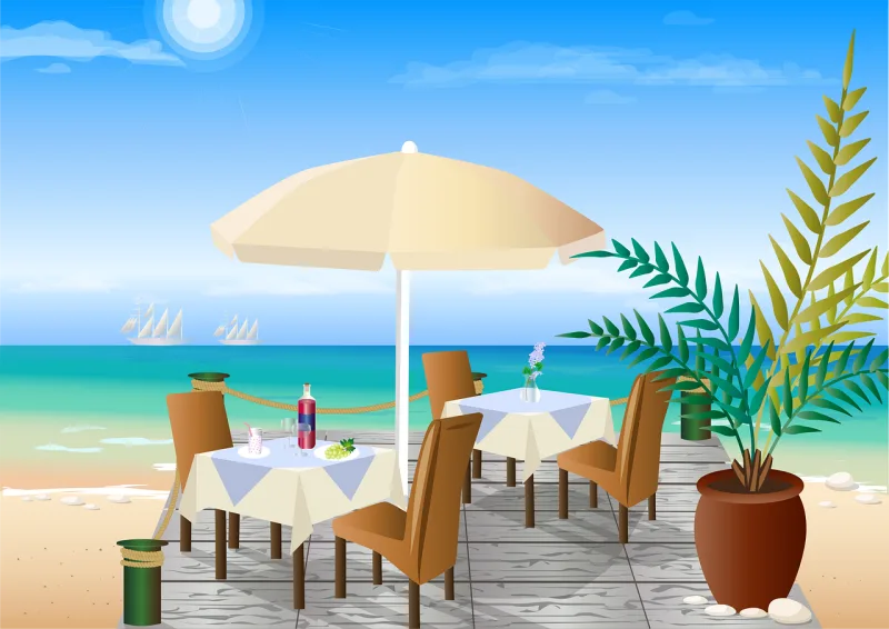 Restaurant Beach restaurant Beach bar Stickdatei – Natur