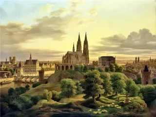 Medieval Buildings Architechture Stickdatei