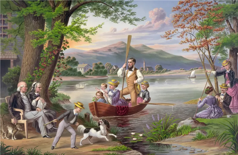 Painting Family Landscape Stickdatei – Natur