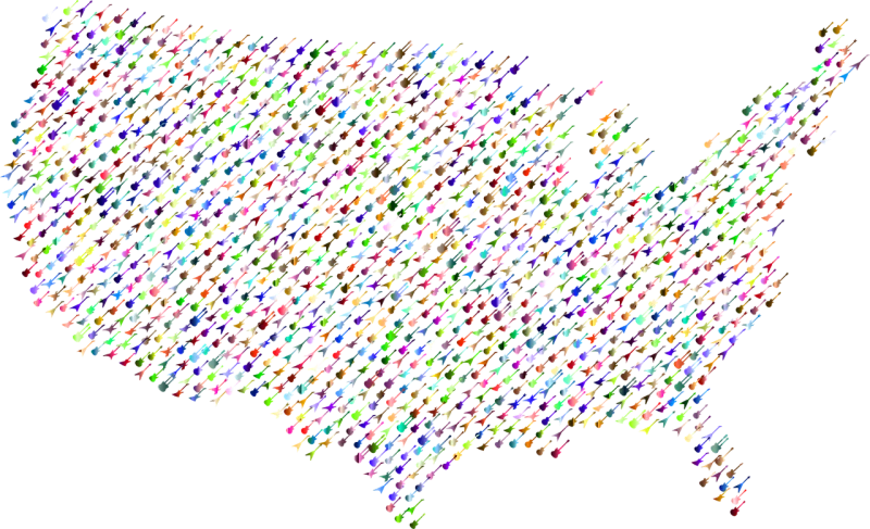 Guitar America Map Stickdatei – Musik