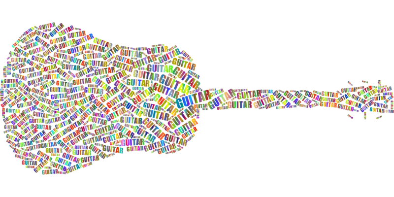 Guitar Instrument Typography Stickdatei – Musik