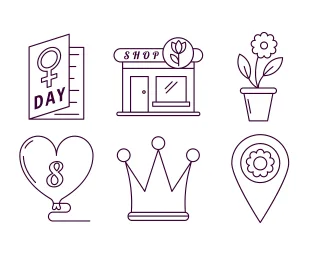 Icons Women's day Flower wallpaper Stickdatei