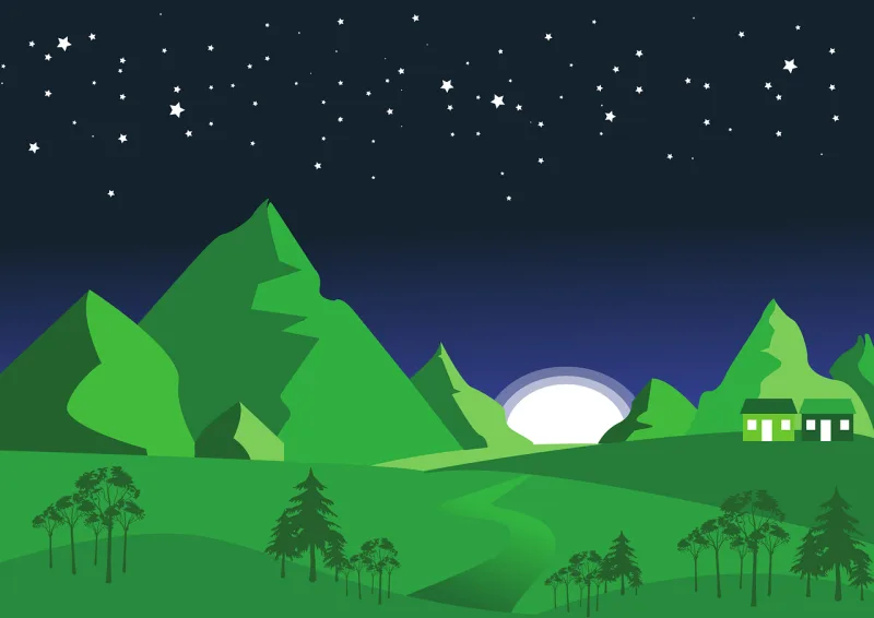 Mountains Forest Night sky Stickdatei – Natur