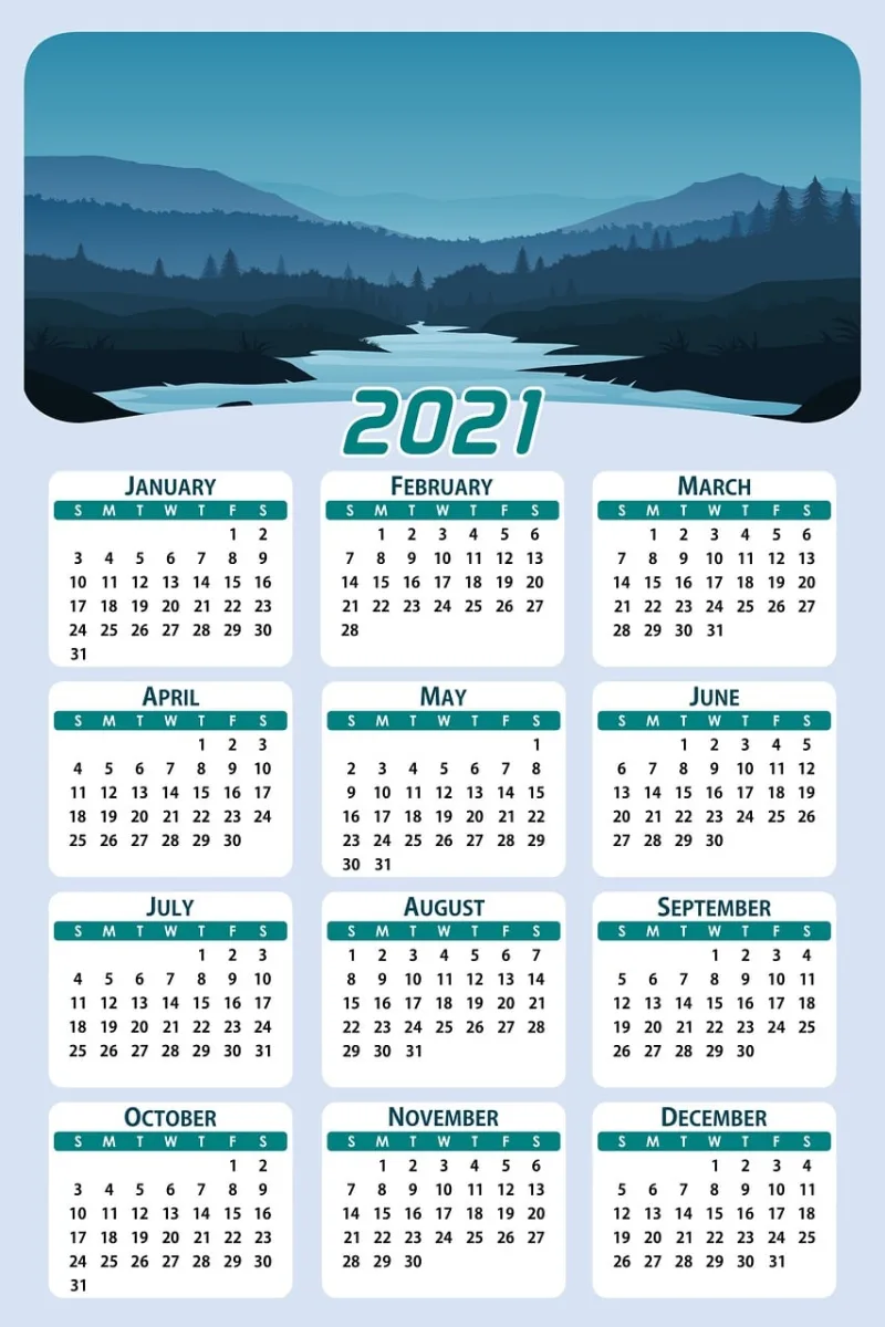 Calendar Date 2021 Stickdatei – Natur