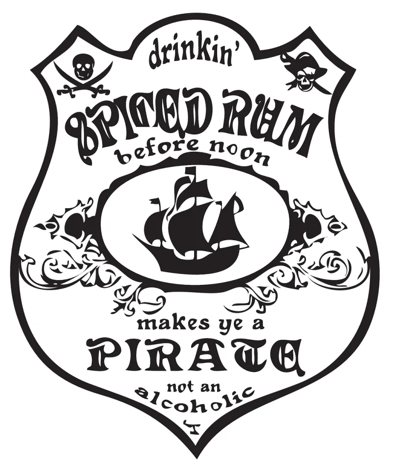Bottle label Rum Pirate Stickdatei – Kinder