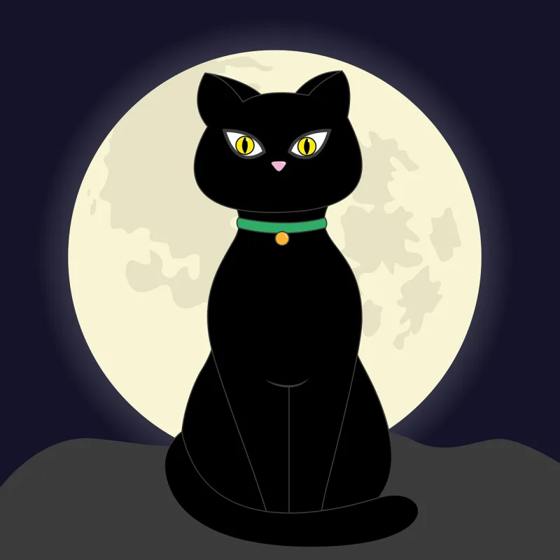 Cat Full moon Night Stickdatei – Natur
