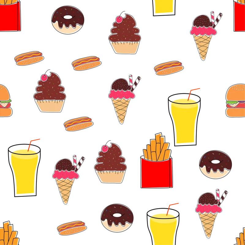 Fries Ice cream Donut Stickdatei – Essen & Trinken