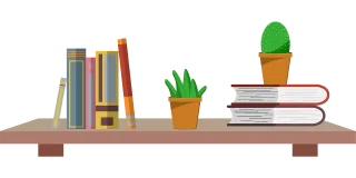 Books Bookshelf Plants Stickdatei