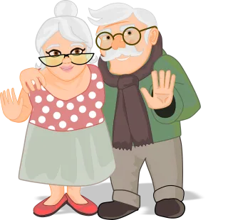 Elderly Couple Grandparents Stickdatei – Herzen & Liebe