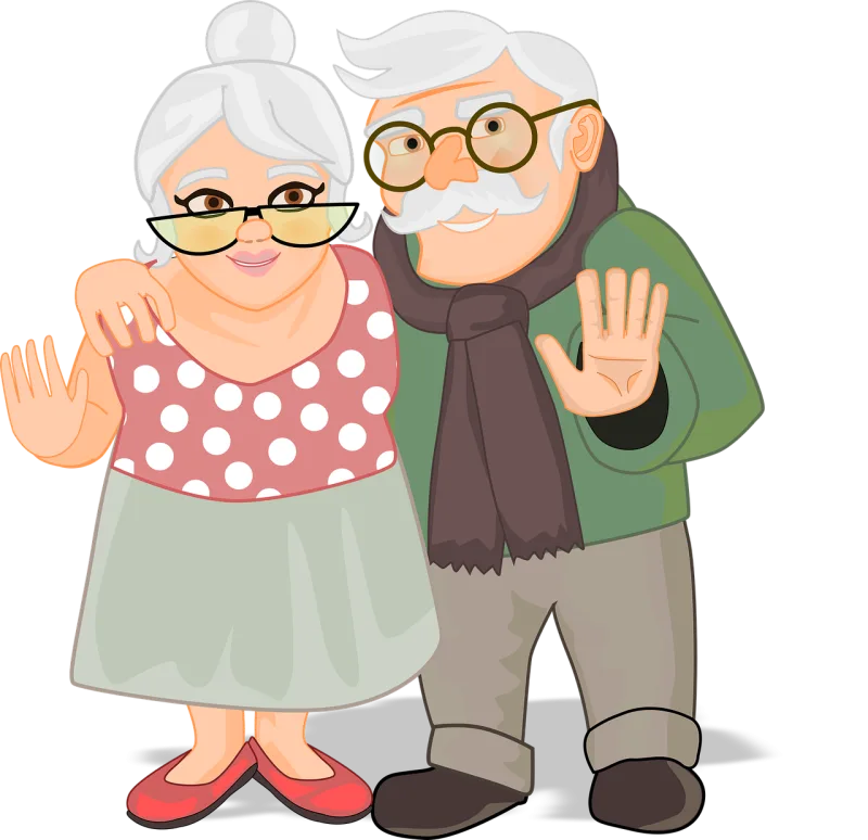 Elderly Couple Grandparents Stickdatei – Herzen & Liebe
