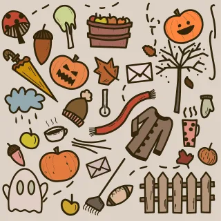 Halloween Doodle Autumn Stickdatei
