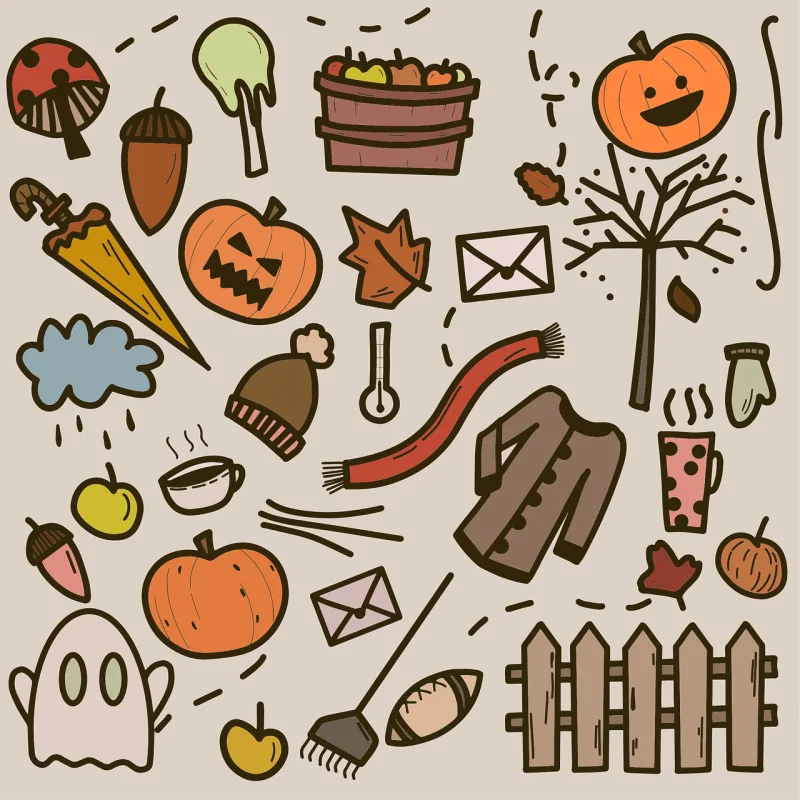 Halloween Doodle Autumn Stickdatei – Essen & Trinken