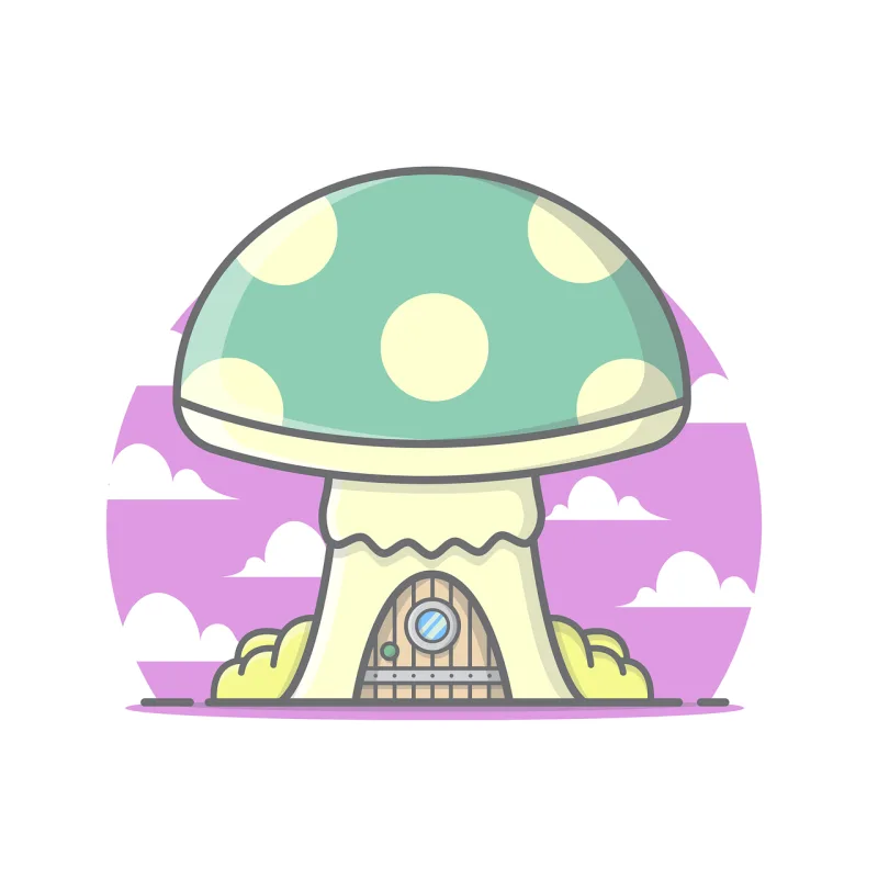 Mushroom House Cottage Stickdatei – Natur