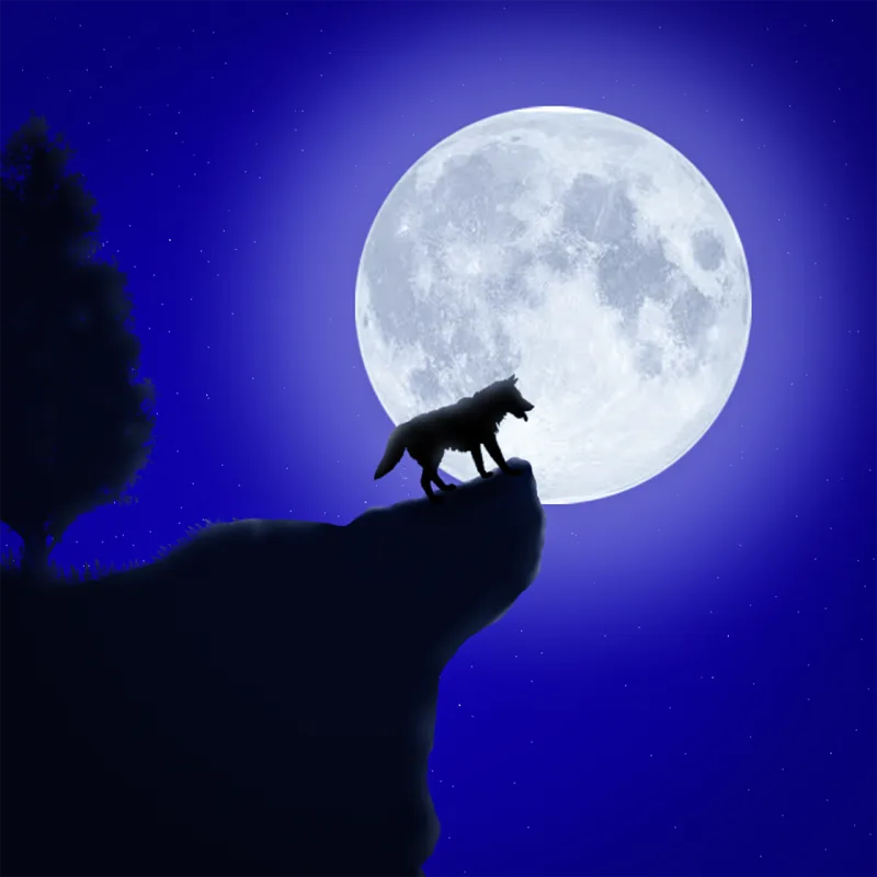Wolf Moon Cliff Stickdatei – Natur