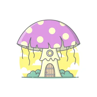 Mushroom House Cute Stickdatei