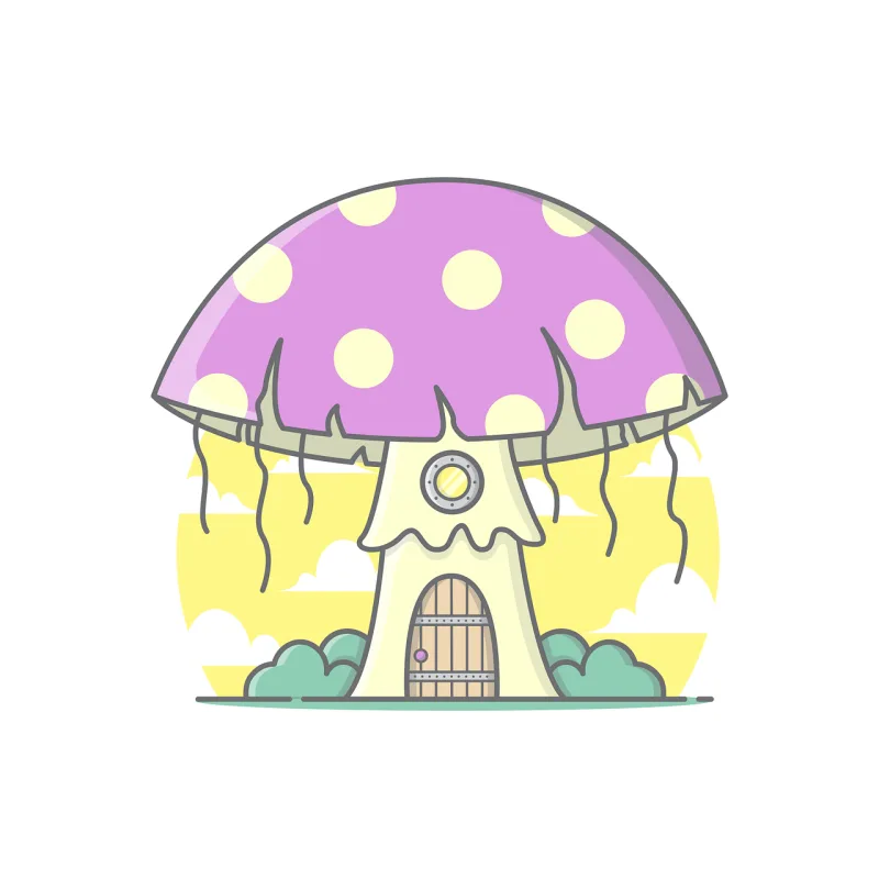Mushroom House Cute Stickdatei – Natur